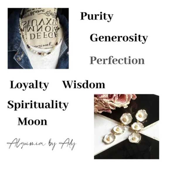 pearl dangle drops gold earrings /manifesting wisdom and peace - Picture 2 of 3